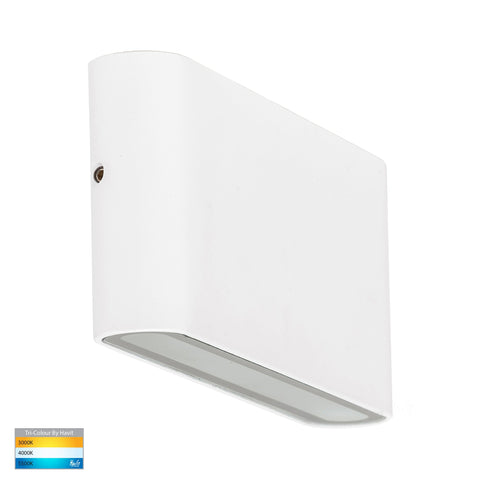 Lisse White Fixed Down TRI Colour LED Wall Light - HV3643T-WHT-240V