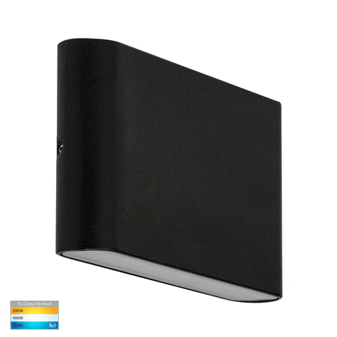 Lisse Black Up & Down TRI Colour LED Wall Light - HV3644T-BLK-240V