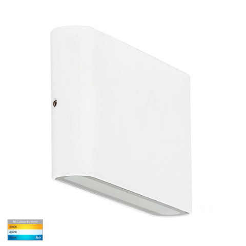Lisse White Up & Down TRI Colour LED Wall Light - HV3644T-WHT-12V