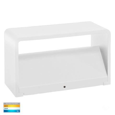 Mia White TRI Colour Up & Down LED Wall Light - HV3665T-WHT