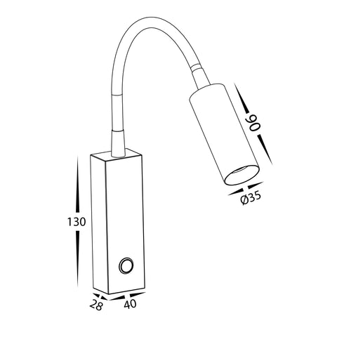HV3687T-WHT- Lesen White Single Adjustable Wall Light with Flexible Arm - HV3687T-WHT