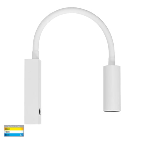 HV3687T-WHT- Lesen White Single Adjustable Wall Light with Flexible Arm - HV3687T-WHT
