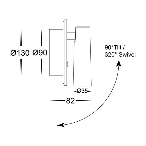 Lesen White Single Adjustable Wall Light with Back Light - HV3688T-WHT