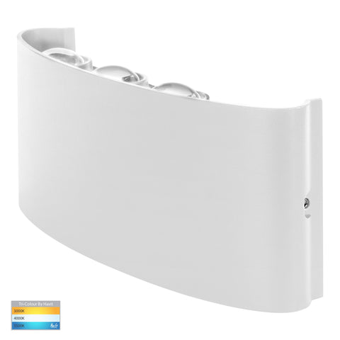 Maro White Up & Down TRI Colour LED Wall Light - HV3697T-WHT-240V