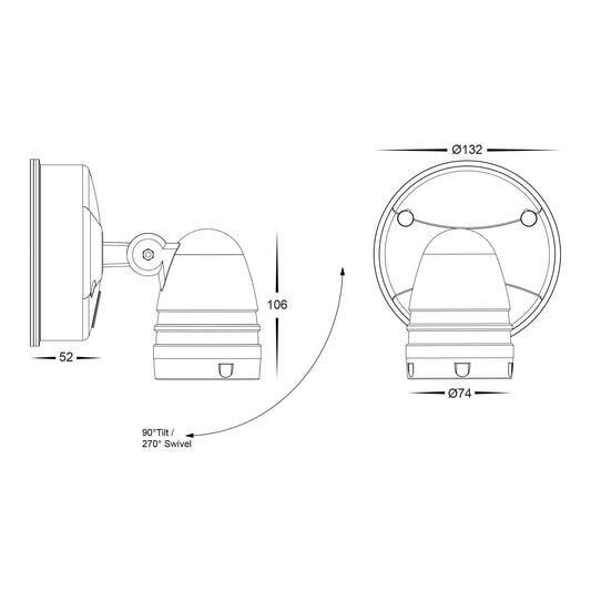 Focus Polycarbonate White Single Adjustable Spot Light With Sensor - HV3792T-WHT