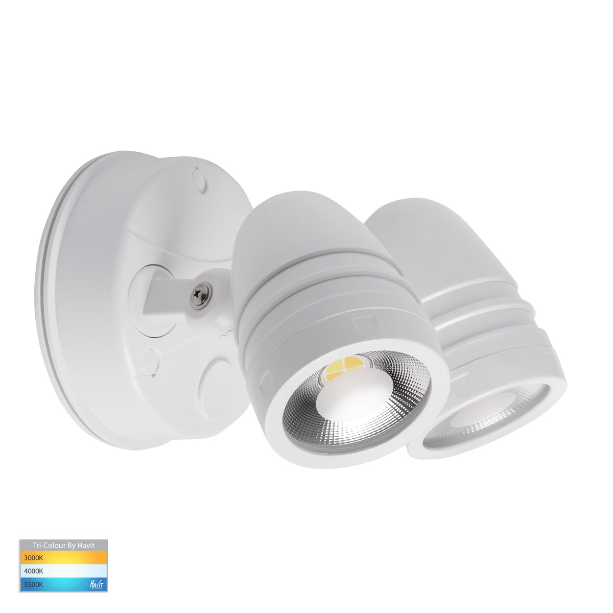 Focus Polycarbonate White Double Adjustable Spot Light - HV3793T-WHT