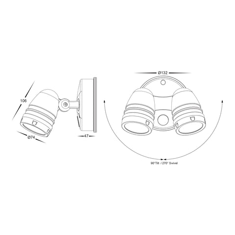 Focus Polycarbonate White Double Adjustable Spot Light With Sensor - HV3794T-WHT