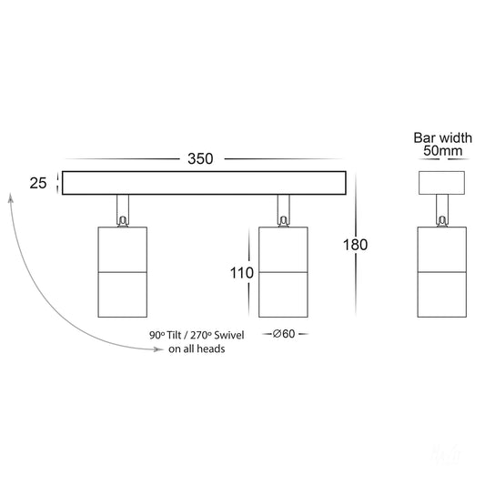 2 Light Bar Titanium Aluminium - HV4001T-2-TTM