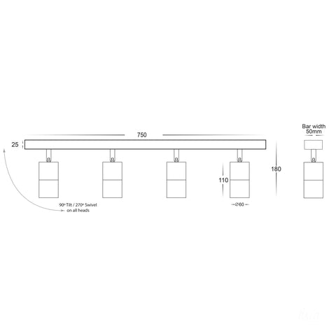4 Light Bar Titanium Aluminium - HV4001T-4-TTM