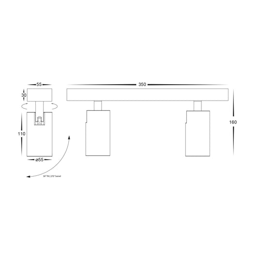 Revo White 2 Light TRI Colour LED Bar Light - HV4002T-2-WHT