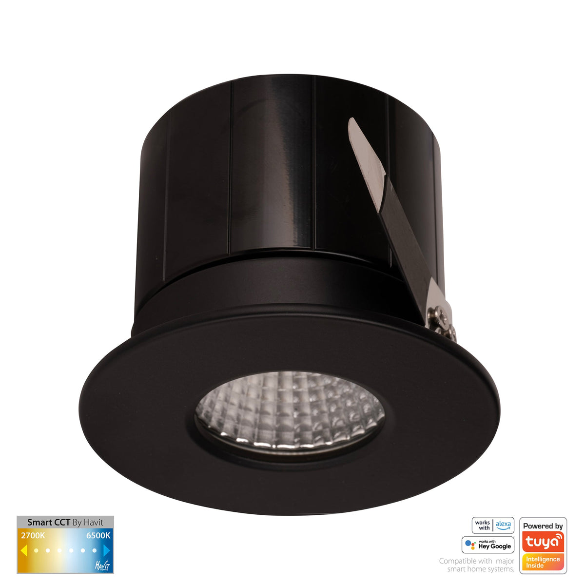 Black Fixed WIFI Downlight 70mm Cutout - HV5511CCT-BLK