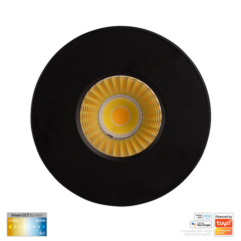 Black Fixed WIFI Downlight 70mm Cutout - HV5511CCT-BLK