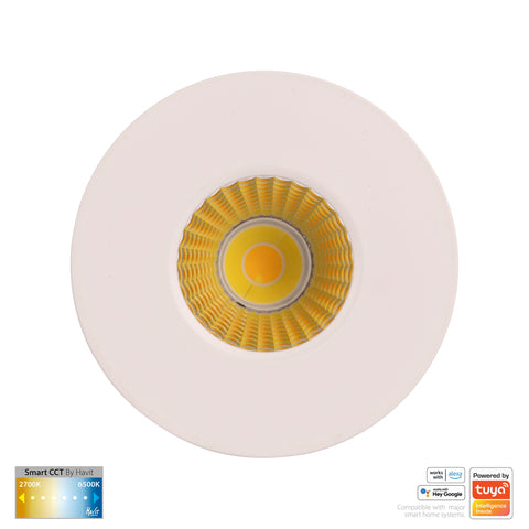 White Fixed WIFI Downlight 70mm Cutout - HV5511CCT-WHT