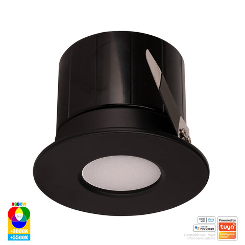 Black Fixed WIFI Downlight 70mm Cutout - HV5511RGBCW-BLK