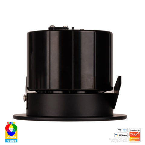Black Fixed WIFI Downlight 70mm Cutout - HV5511RGBCW-BLK