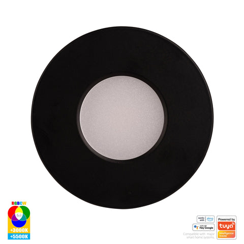Black Fixed WIFI Downlight 70mm Cutout - HV5511RGBCW-BLK