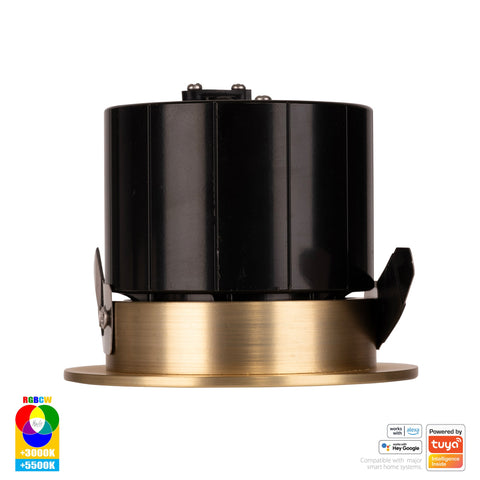 HV5511RGBCW-BR- Prime Brass Coloured Fixed RGBCW WIFI LED Downlight - HV5511RGBCW-BR