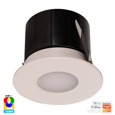 White Fixed WIFI Downlight 70mm Cutout - HV5511RGBCW-WHT