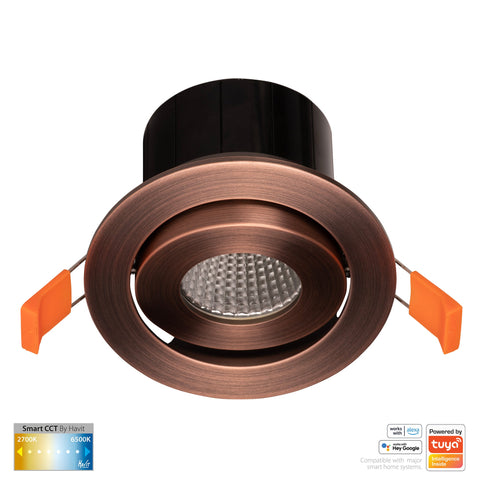 HV5512CCT-AB- Prime Antique Brass Tilt CCT WIFI LED Downlight - HV5512CCT-AB