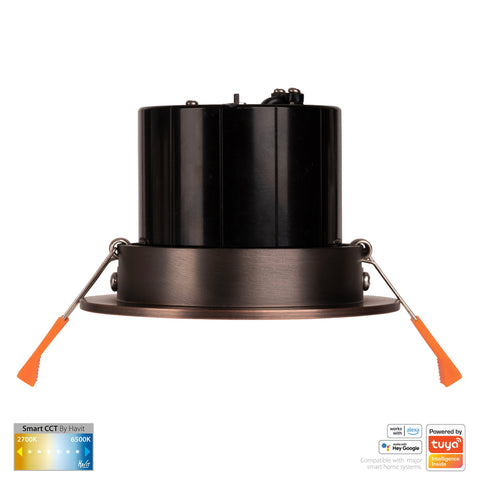 HV5512CCT-AB- Prime Antique Brass Tilt CCT WIFI LED Downlight - HV5512CCT-AB