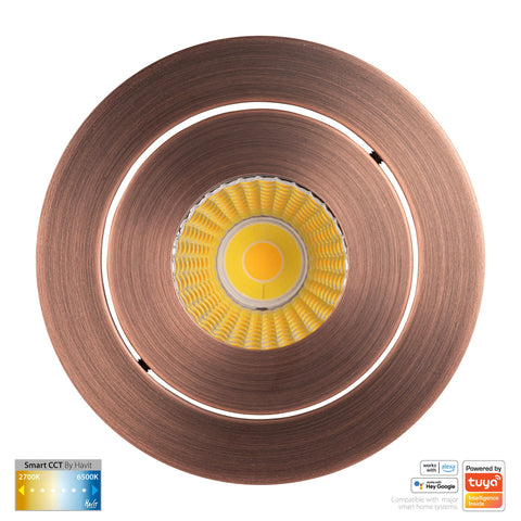 HV5512CCT-AB- Prime Antique Brass Tilt CCT WIFI LED Downlight - HV5512CCT-AB
