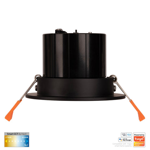 Black Tilt WIFI Downlight 90mm Cutout - HV5512CCT-BLK