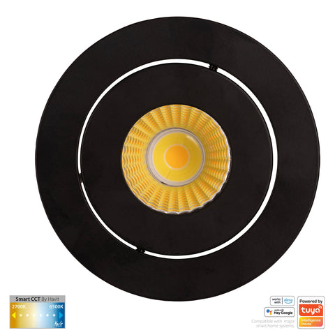 Black Tilt WIFI Downlight 90mm Cutout - HV5512CCT-BLK