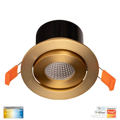 HV5512CCT-BR- Prime Brass Coloured Tilt CCT WIFI LED Downlight - HV5512CCT-BR