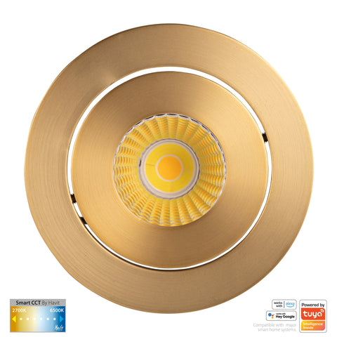 HV5512CCT-BR- Prime Brass Coloured Tilt CCT WIFI LED Downlight - HV5512CCT-BR