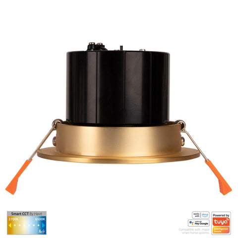 HV5512CCT-BR- Prime Brass Coloured Tilt CCT WIFI LED Downlight - HV5512CCT-BR