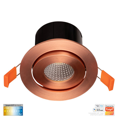 Prime Copper Coloured Tilt CCT WIFI LED Downlight - HV5512CCT-CP