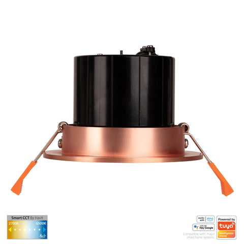 Prime Copper Coloured Tilt CCT WIFI LED Downlight - HV5512CCT-CP