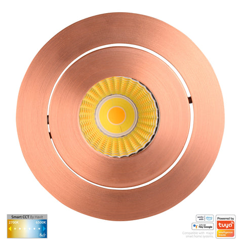 Prime Copper Coloured Tilt CCT WIFI LED Downlight - HV5512CCT-CP