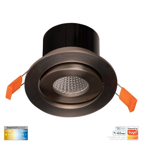 Prime Nickel Coloured Tilt CCT WIFI LED Downlight - HV5512CCT-NK