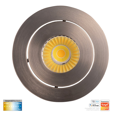 Prime Nickel Coloured Tilt CCT WIFI LED Downlight - HV5512CCT-NK