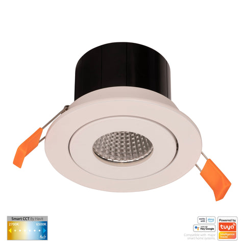 White Tilt WIFI Downlight 90mm Cutout - HV5512CCT-WHT