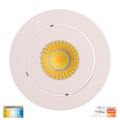White Tilt WIFI Downlight 90mm Cutout - HV5512CCT-WHT