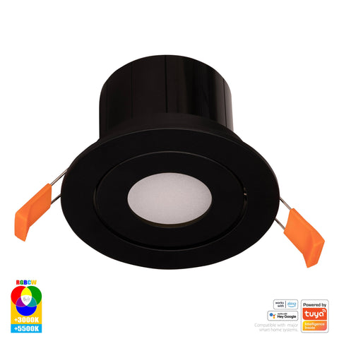 Black Tilt WIFI Downlight 90mm Cutout - HV5512RGBCW-BLK