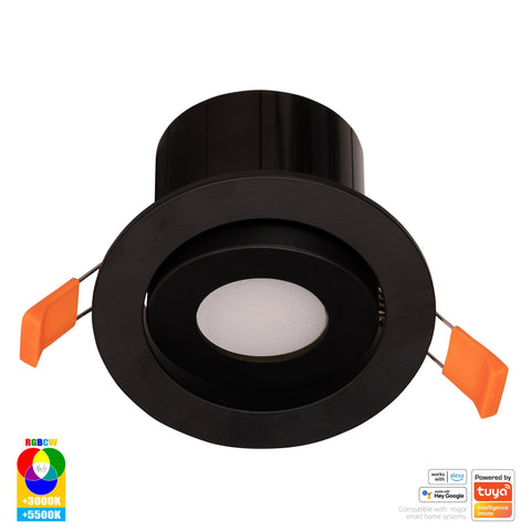 Black Tilt WIFI Downlight 90mm Cutout - HV5512RGBCW-BLK