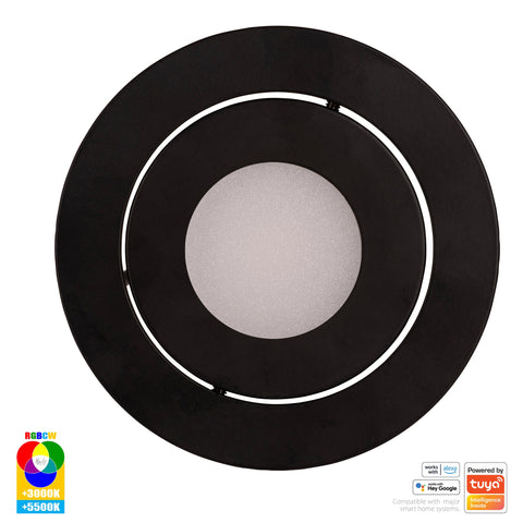 Black Tilt WIFI Downlight 90mm Cutout - HV5512RGBCW-BLK