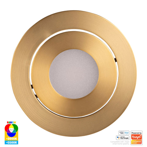 Prime Brass Coloured Tilt RGBCW WIFI LED Downlight - HV5512RGBCW-BR