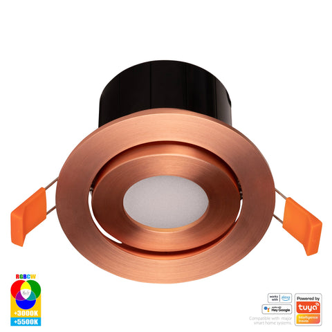 HV5512RGBCW-CP- Prime Copper Coloured Tilt RGBCW WIFI LED Downlight - HV5512RGBCW-CP