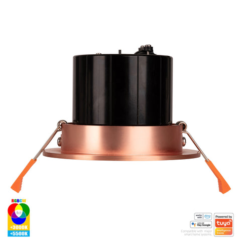 HV5512RGBCW-CP- Prime Copper Coloured Tilt RGBCW WIFI LED Downlight - HV5512RGBCW-CP