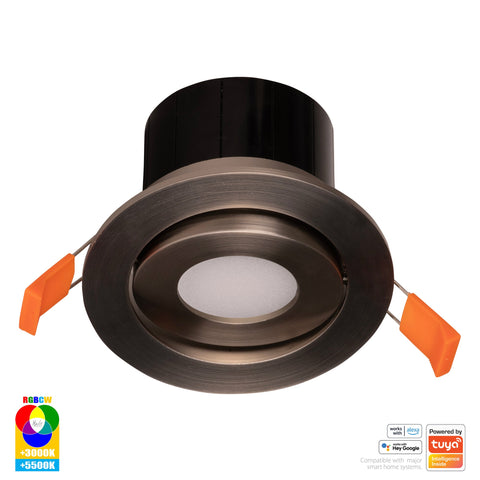 Prime Nickel Coloured Tilt RGBCW WIFI LED Downlight - HV5512RGBCW-NK