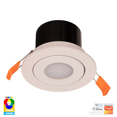 White Tilt WIFI Downlight 90mm Cutout - HV5512RGBCW-WHT