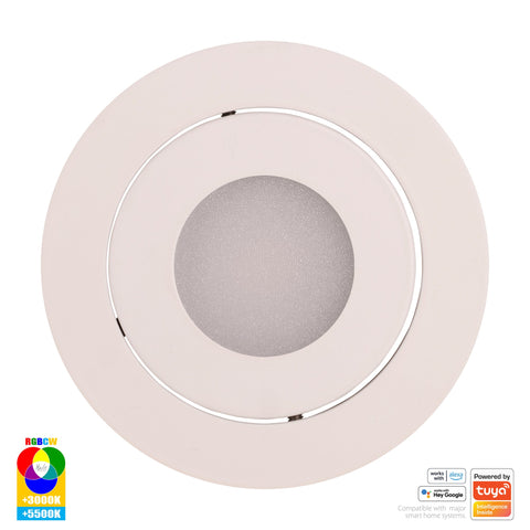 White Tilt WIFI Downlight 90mm Cutout - HV5512RGBCW-WHT