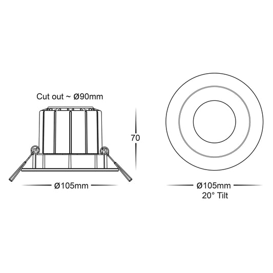 White Tilt WIFI Downlight 90mm Cutout - HV5512CCT-WHT