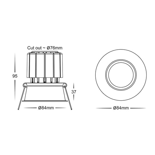 Prime Black Fixed Deep LED Downlight - HV5513T-BLK