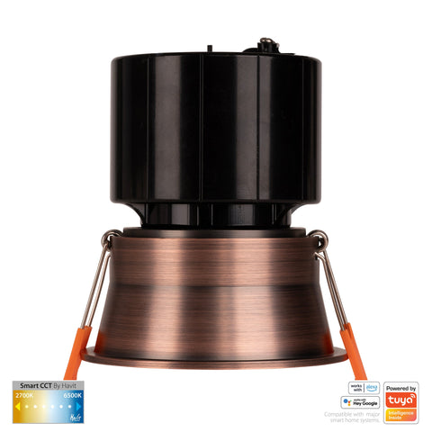Prime Antique Brass Fixed Deep CCT WIFI LED Downlight - HV5513CCT-AB