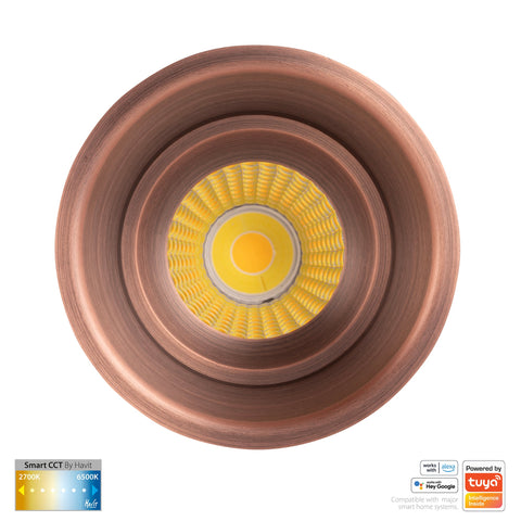 Prime Antique Brass Fixed Deep CCT WIFI LED Downlight - HV5513CCT-AB